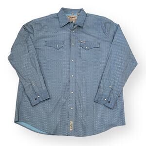 Rafter C Cowboy Collection ProFlex45 Performance Shirt XXL Blue Geo Pearl Snap